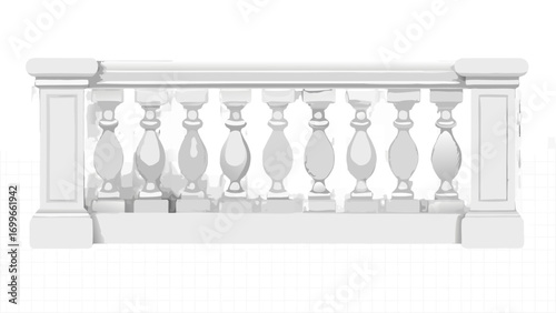 Classic white stone balustrade with decorative balusters and pedestals