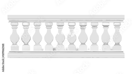 Classic white balustrade with stone texture detail