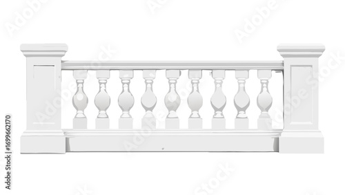 Classic white balustrade with pillars and decorative spindles
