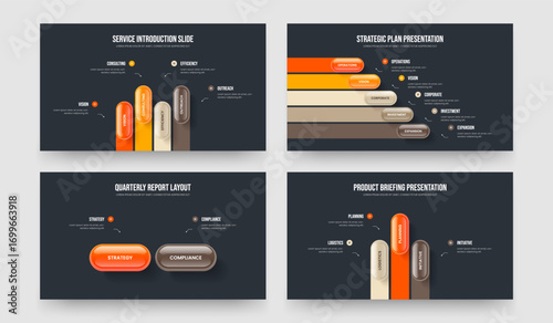 Visual Planning 4 5 2 3 Step Infographic Frame Template Bundle. Professional Report Four Five Two Three Option Diagram Presentation Layout Vector Illustration Collection.