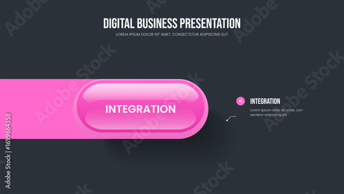 Digital Plan One Step Diagram Slide Layout. Consulting Proposal Presentation Template Vector Illustration. Product Solution 1 Option Infographic Frame Design.