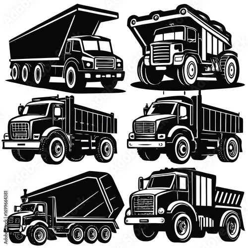 truck and car vehicle icon set design 