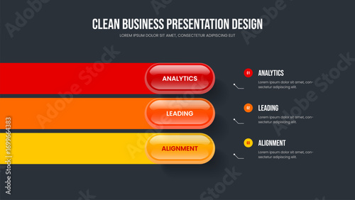 Corporate Introduction Three Step Diagram Slideshow Template. Modern Insight 3 Option Infographic Presentation Design. Professional Plan Slide Layout Vector Illustration.