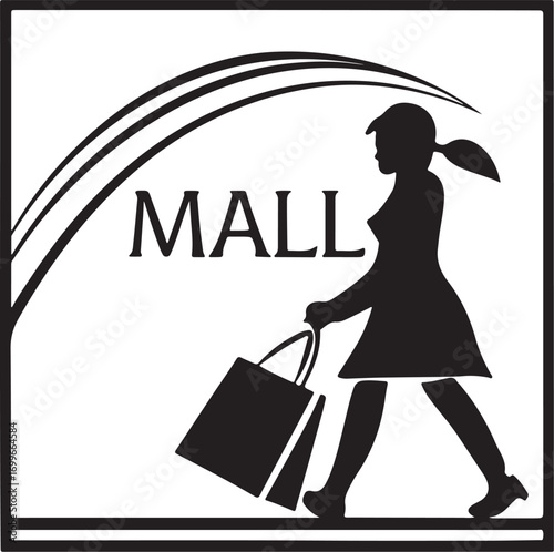 silhouette of woman with shopping bags