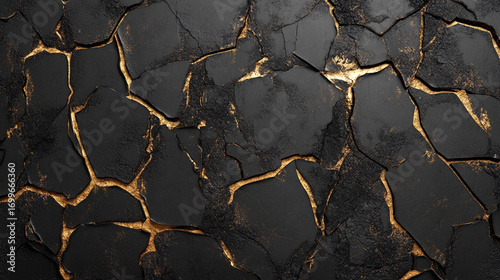 Black gold cracked texture abstract background design