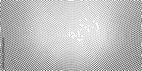 Abstract radial pattern of black dots on a white background creating a gradient effect