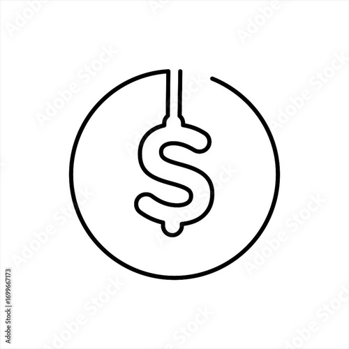 Coin with Dollar Sign Icon Animated in One Line Continuous Style. Seamless Looping. Perfect for e-Commerce, Business, Finance Fields.