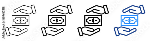 Cash Payment Icon Different Style Outline Collection Set