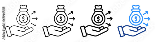 Expenditure Icon Different Style Outline Collection Set