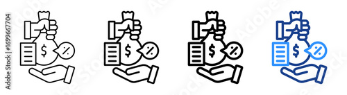 Money Lending Icon Different Style Outline Collection Set