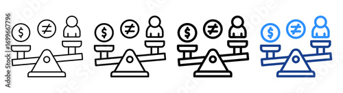 Income Inequality Icon Different Style Outline Collection Set