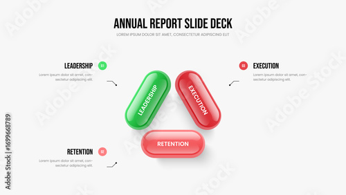 Company Overview 3 Option Infographic Presentation Template. Modern Growth Slide Design Vector Illustration. Marketing Campaign Three Element Diagram Slideshow Layout.