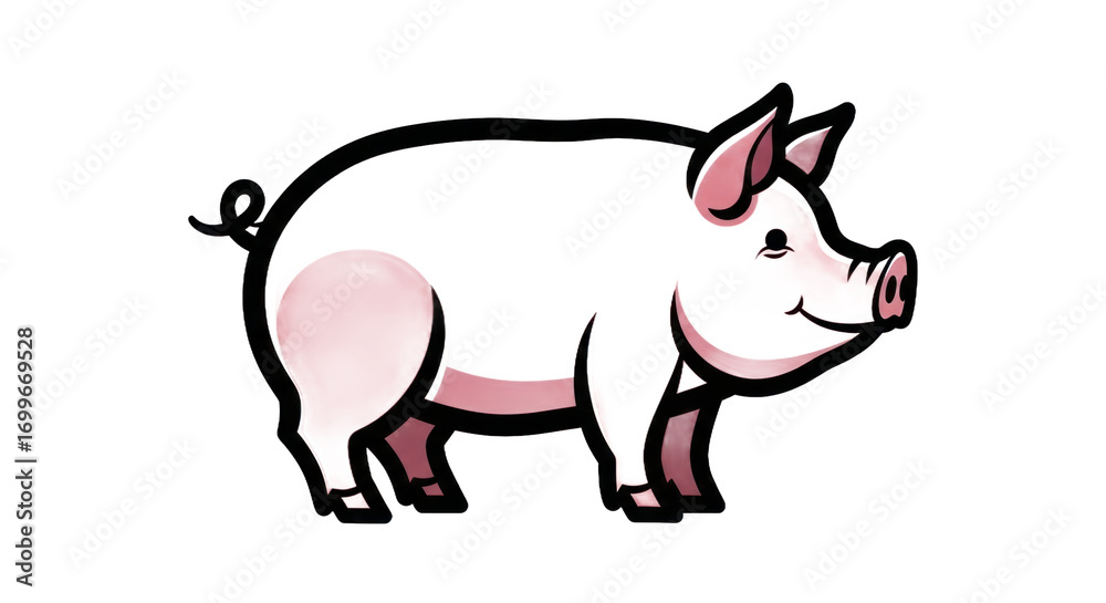 Obraz premium Cute cartoon pig illustration