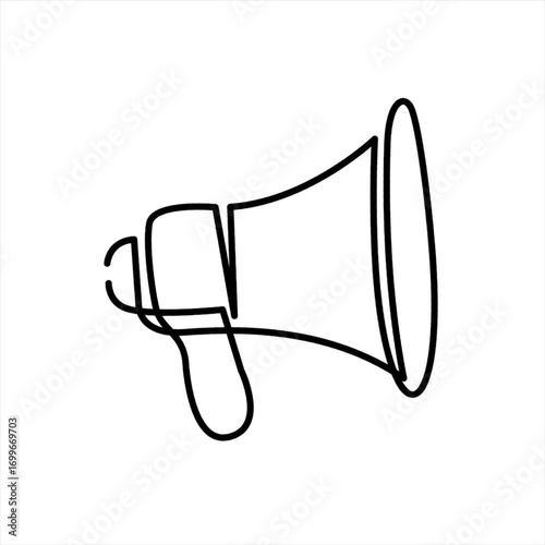 One Line Drawing Animation of Megaphone. Seamless Looping. Suitable to describe Announcement Event for Web and Applications.