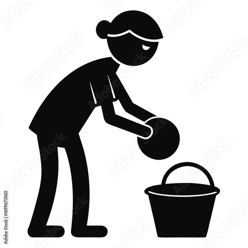 Washing black silhouette vector on white background