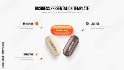 Financial Proposal Three Step Infographic Slideshow Template. Visual Growth Frame Design Vector Illustration. Business Briefing 3 Element Diagram Slide Layout.