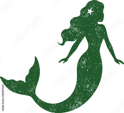graceful mermaid silhouette art on transparent background