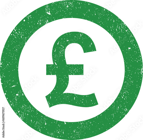 green pound symbol inside circle on transparent background