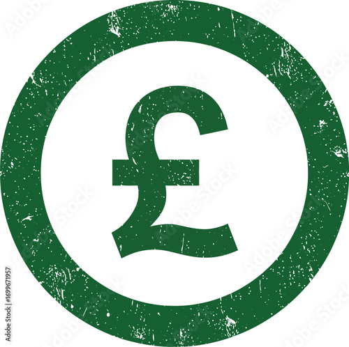 green pound symbol inside circle on transparent background