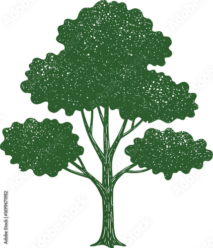 a green tree illustration with detailed leaves on transparent background