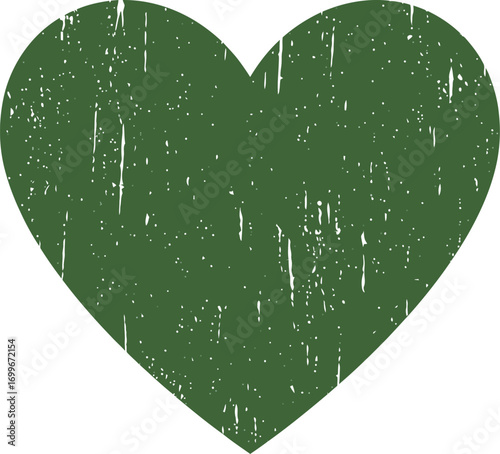 green heart shape with textured appearance on transparent background
