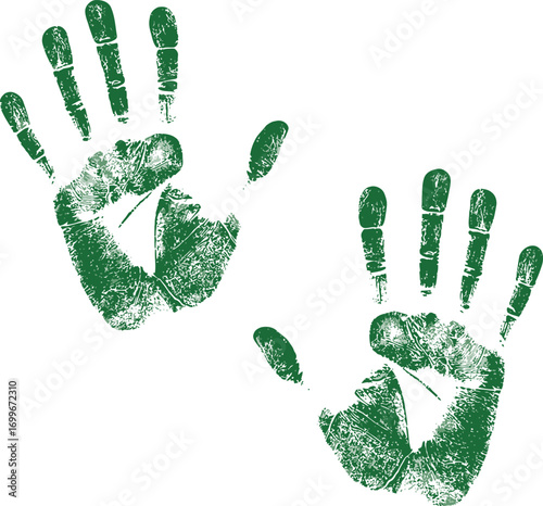 green handprints overlapping each other on transparent background