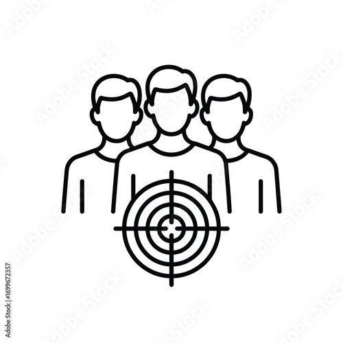 Targeted audience icon with three people and crosshairs