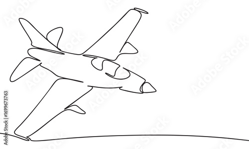 Line art airplane in flight