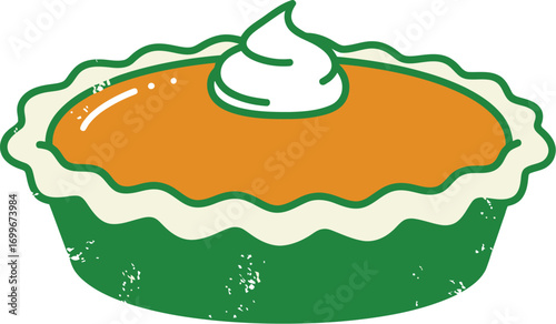 delicious pumpkin pie with whipped cream on transparent background