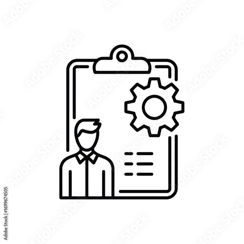 Business process management icon with person and gear