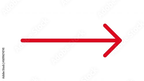 Simple red straight arrow drawing animation (white background)