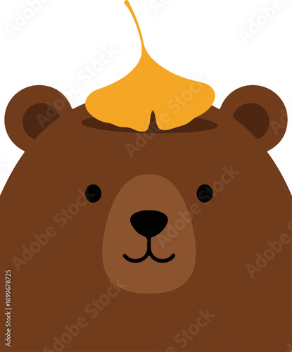 Ginkgo leaves placed on a bear's head