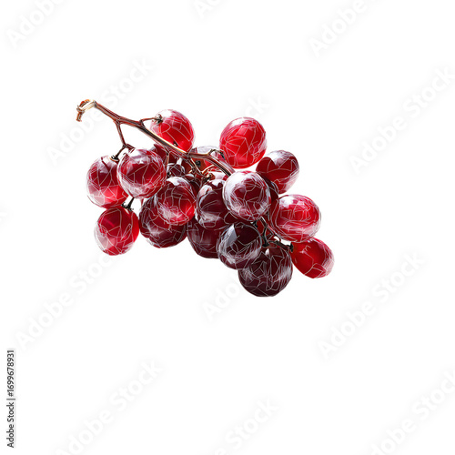 Vibrant cluster of ripe red grapes, perfect for food and beverage branding, showcasing freshness and deliciousness with artistic detail