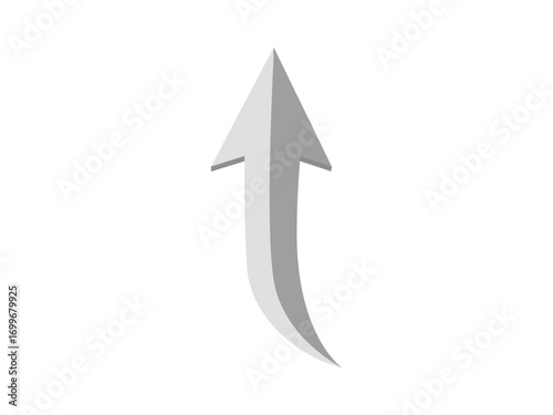 Simple White Arrow Pointing Upward with Slight Curve on Transparent Background