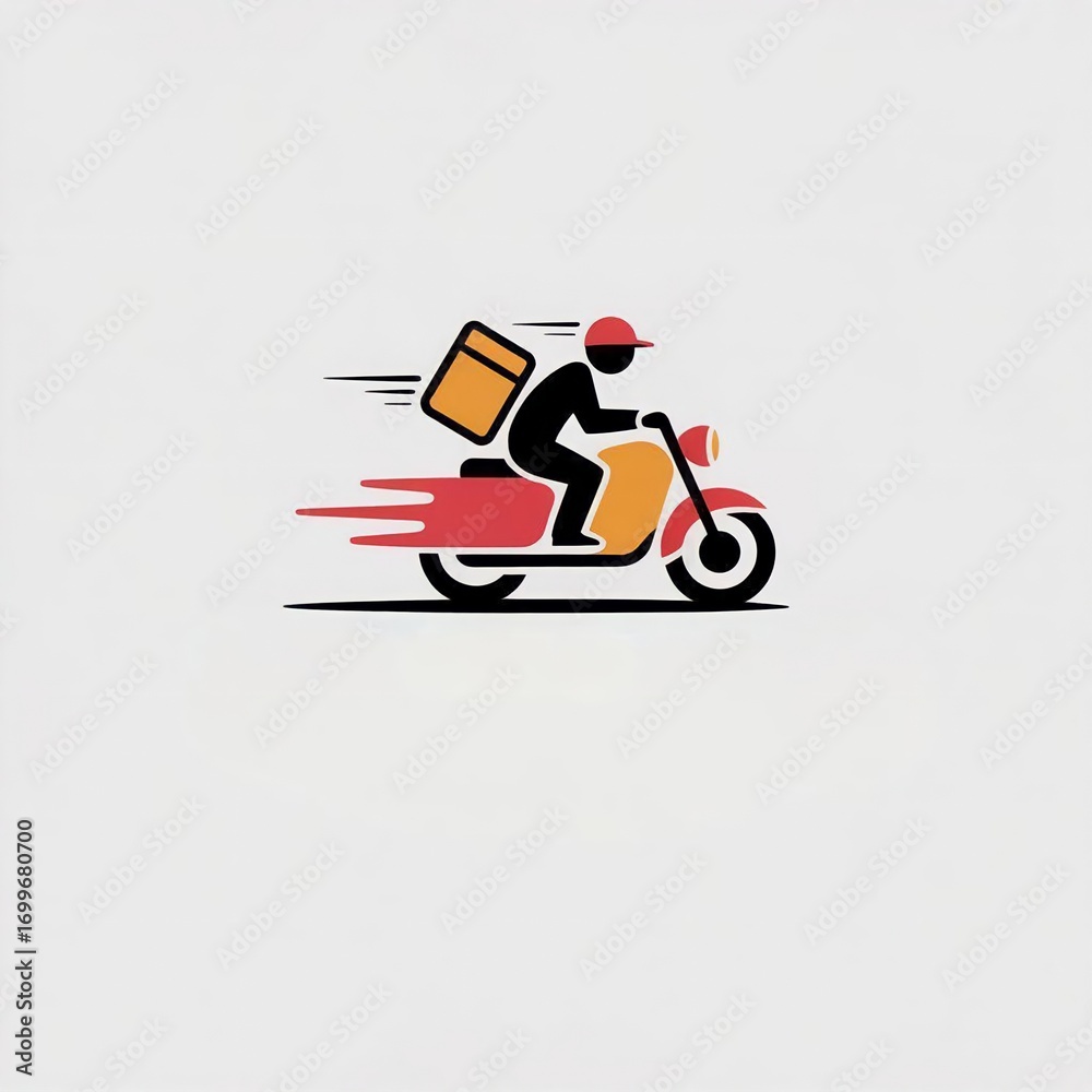 Fototapeta premium Fast Delivery Rider on Motorcycle Illustration