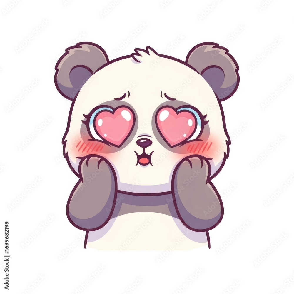 Fototapeta premium Cute Panda With Heart Eyes Expressing Love And Affection.