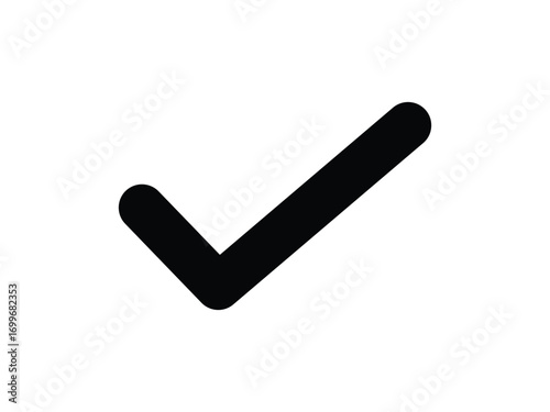 Black Check Mark Hand Drawn Style on Transparent Background
