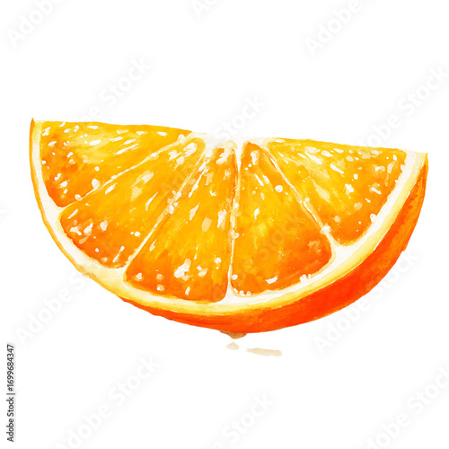 Juicy orange slice with bright color perfect for summer recipes and healthy eating promotions, a vibrant fresh citrus fruit for healthy lifestyles