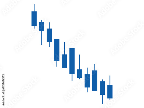 Blue Candlestick Chart Downtrend on Transparent Background candlestick