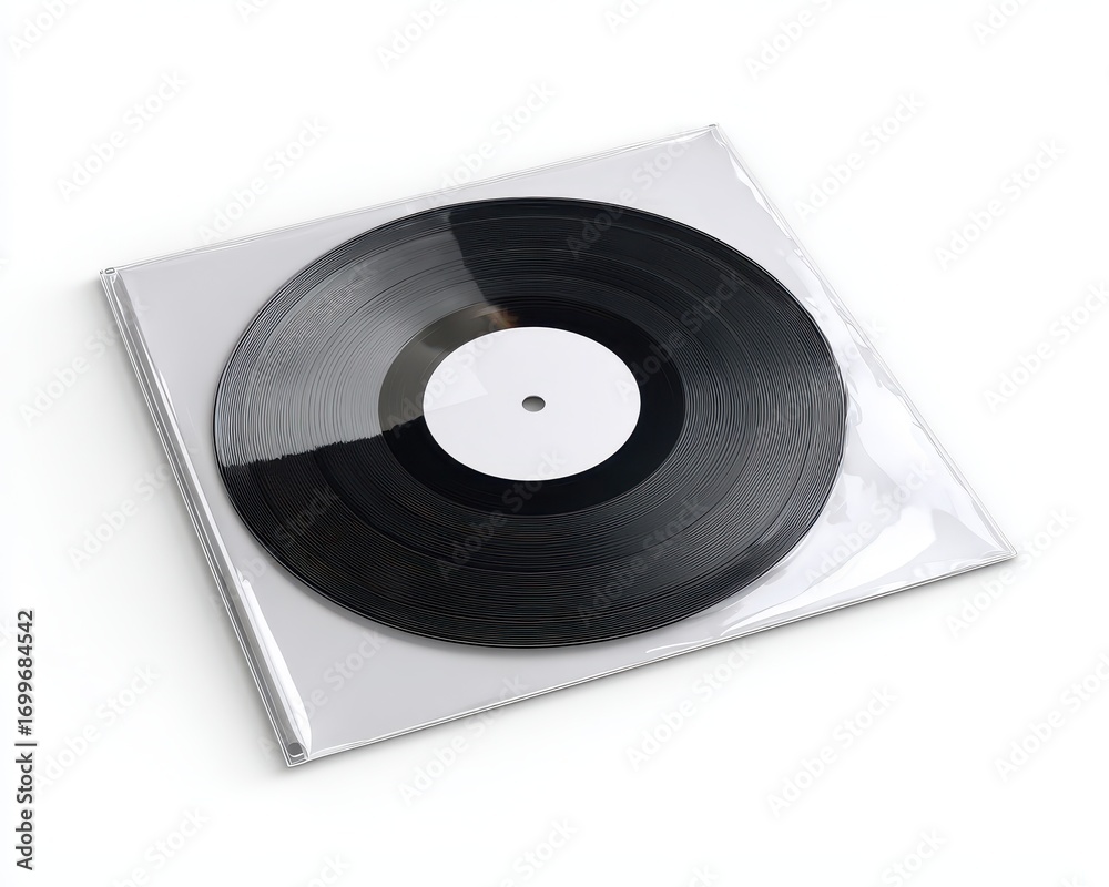 Fototapeta premium Vinyl Record Sleeve Mockup Template for Blank Album Cover Design