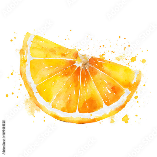 Vibrant watercolor orange slice offers a fresh, juicy, and natural feel for summer designs and healthy lifestyle projects with a citrus punch