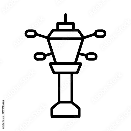 An illustration of an airport control tower