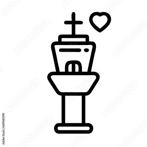 An illustration of an airport control tower with a heart symbol
