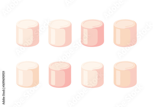 a set of colorful marshmallow vector icons in different shades of pink and beige on white background for design