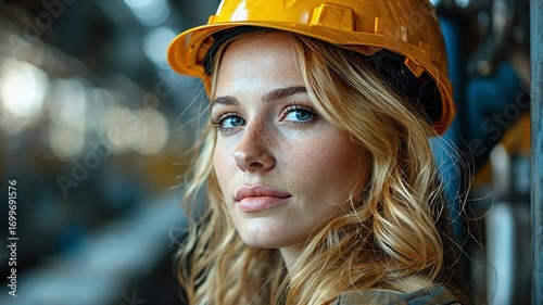 Confident Female Engineer in Industrial Setting