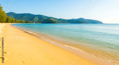 Koh Samui Lamai Beach palm-lined shore and turquoise sea - Thailand coastal landscape