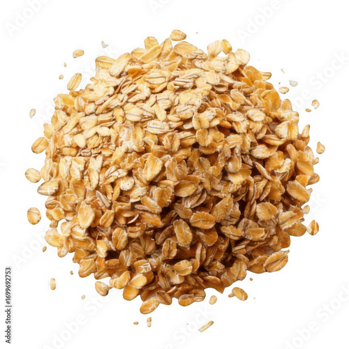 pile of oat flakes isolated on white or transparent