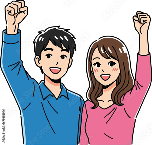 Joyful couple celebrating vector illustration
