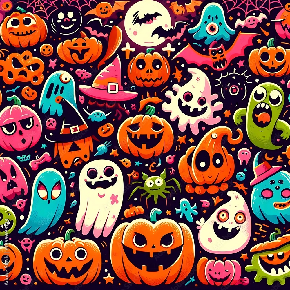 Obraz premium halloween seamless background