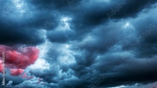 Dramatic Pink and Blue Storm Cloudscape